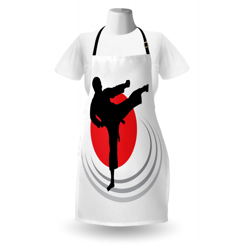 Man Karate Kick Silhouette Apron