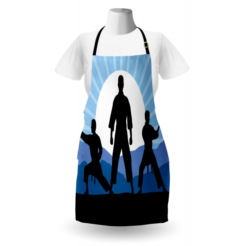 Karate Men Silhouettes Sun Apron