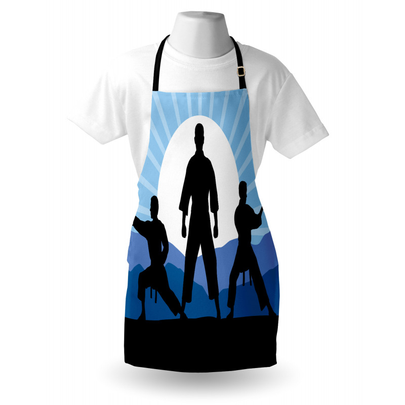 Karate Men Silhouettes Sun Apron