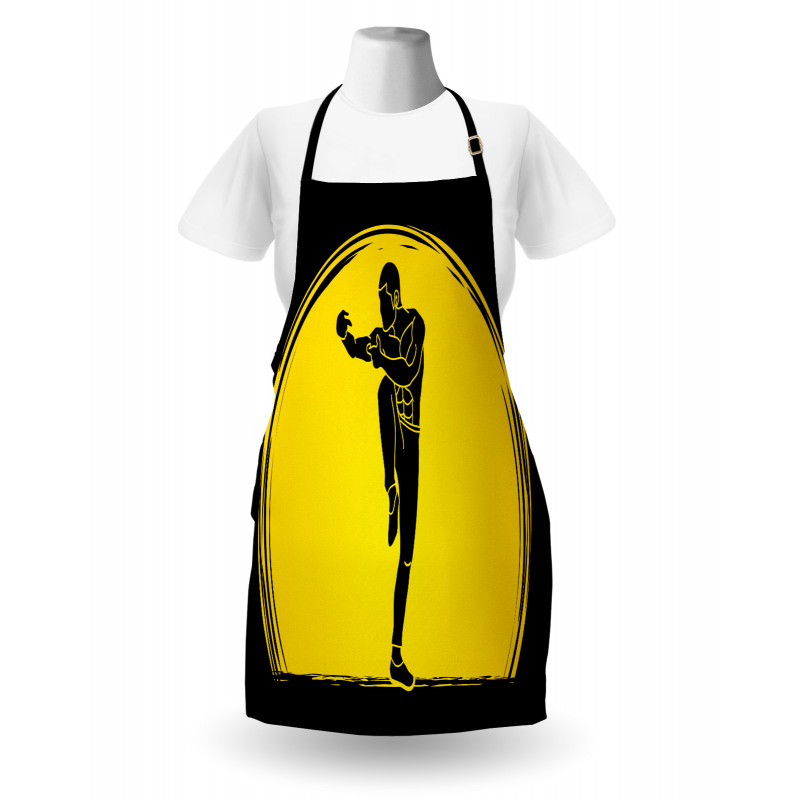 Karate Pose Man on Moon Apron