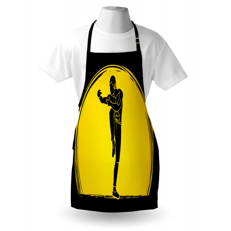 Karate Pose Man on Moon Apron