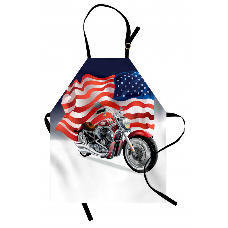 Motorbike and US Flag Apron