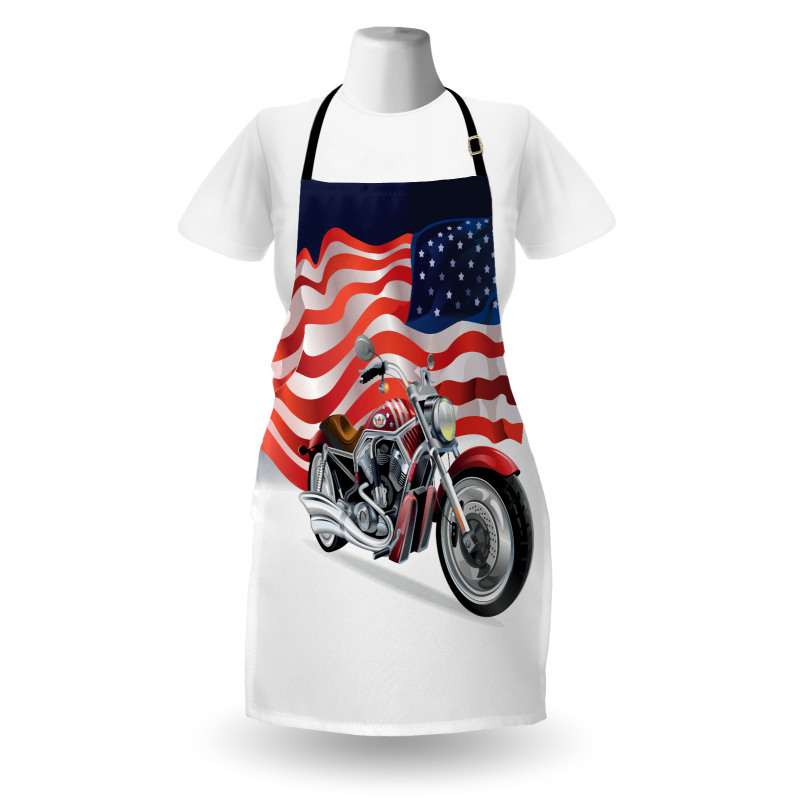 Motorbike and US Flag Apron