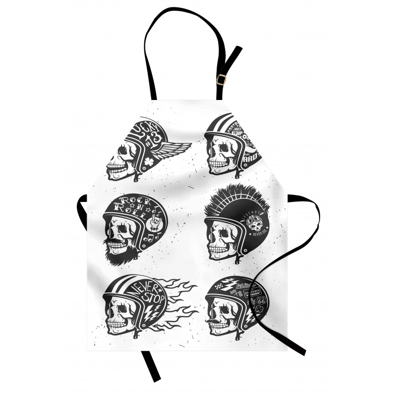 Greyscale Sketch Skulls Apron