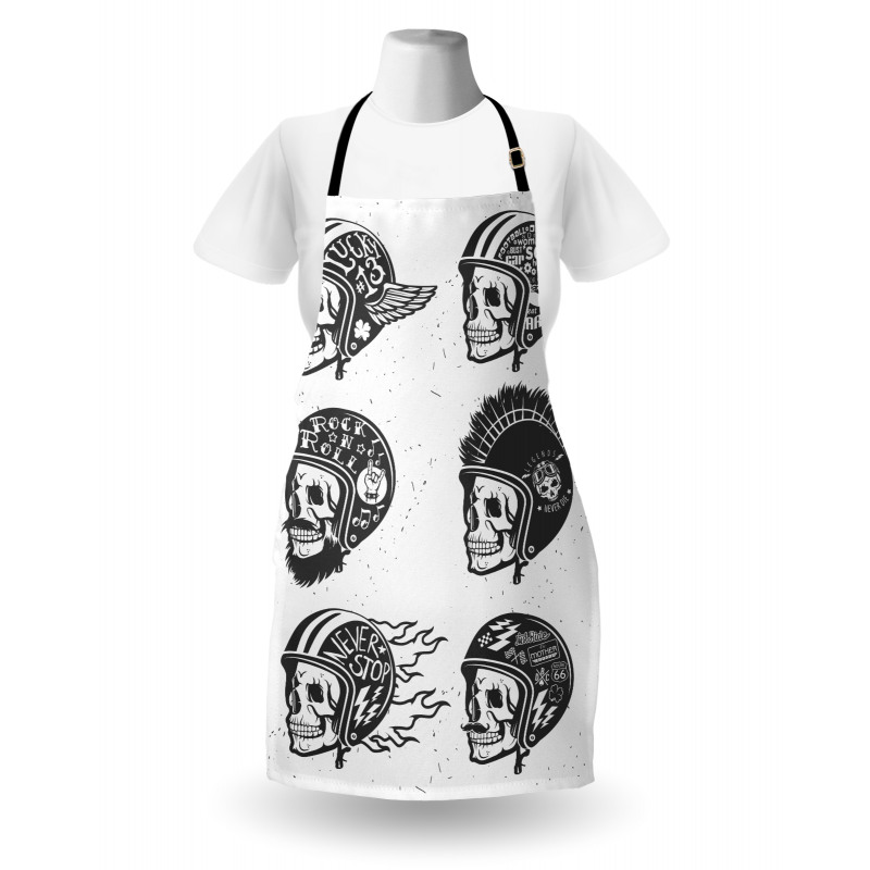 Greyscale Sketch Skulls Apron