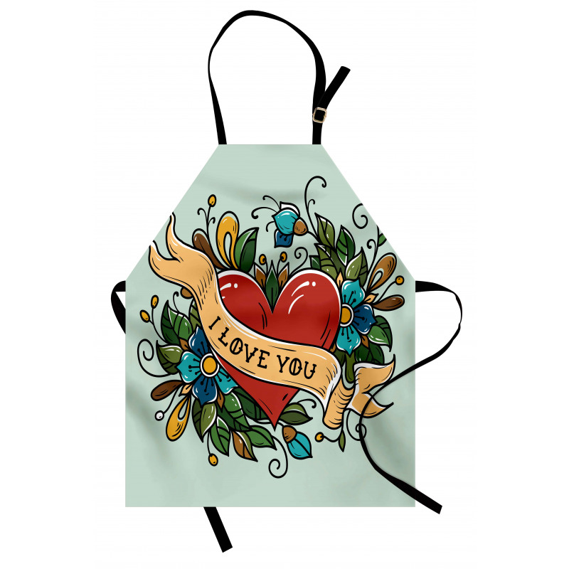 I Love You Ribbon Heart Apron