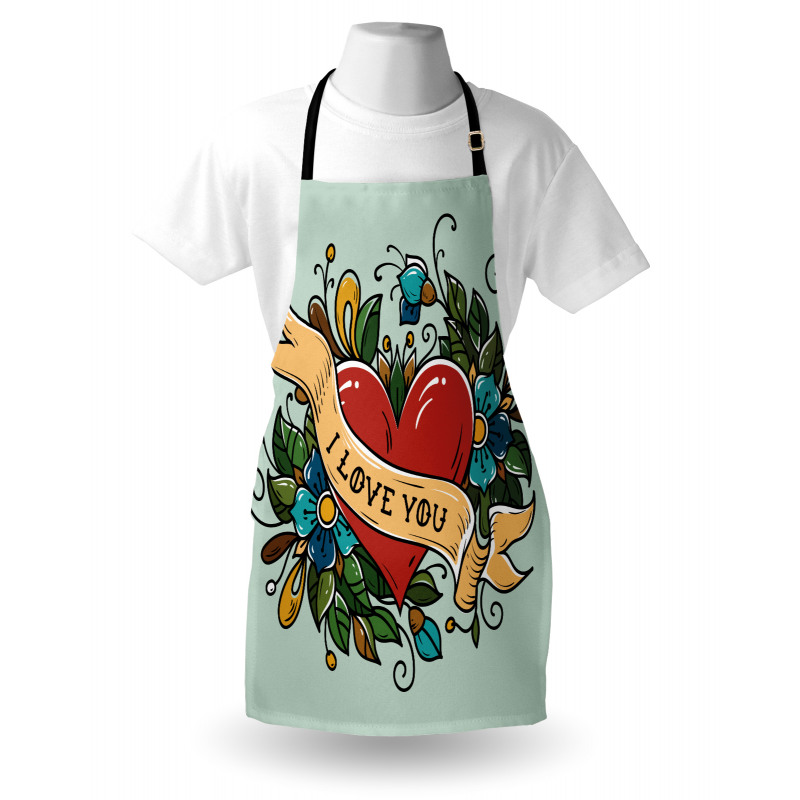 I Love You Ribbon Heart Apron