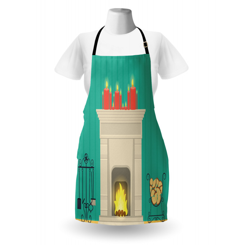 Classic Log Fire Candles Apron