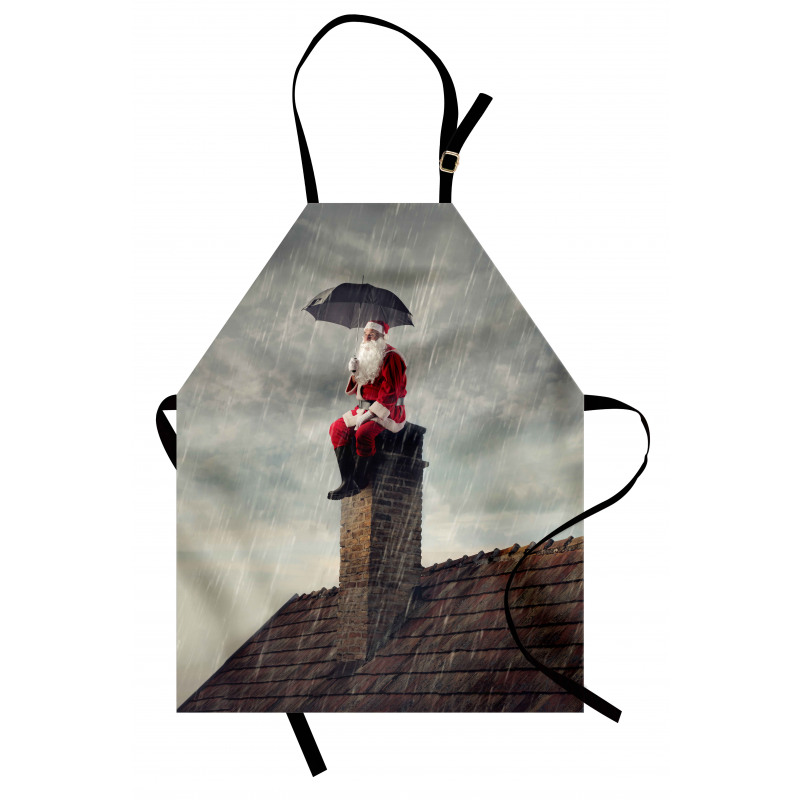 Santa on Chimney in Rain Apron