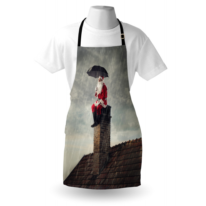 Santa on Chimney in Rain Apron