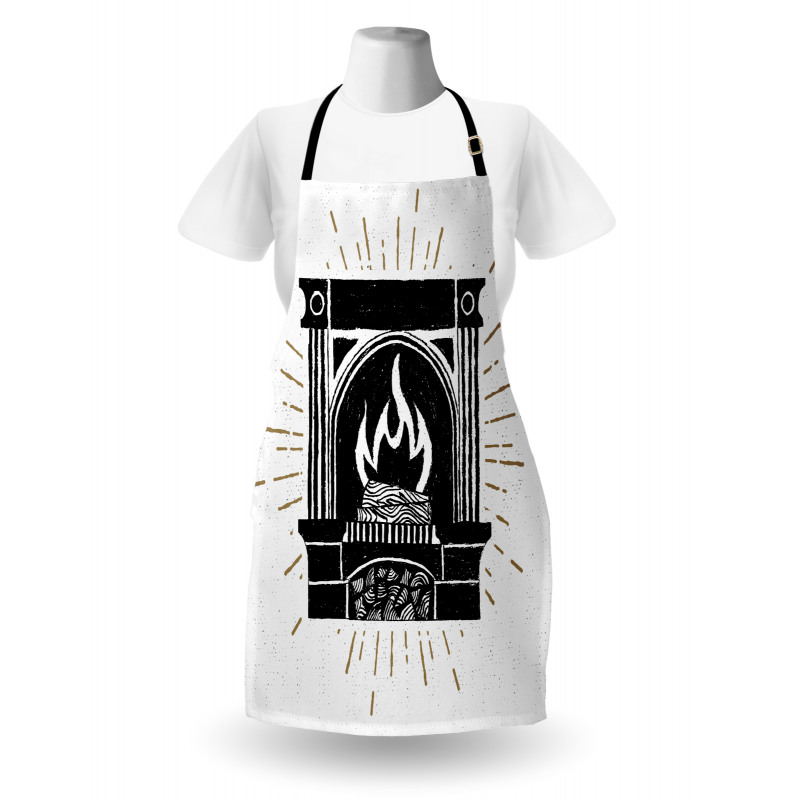 Vintage Log Fire Image Apron