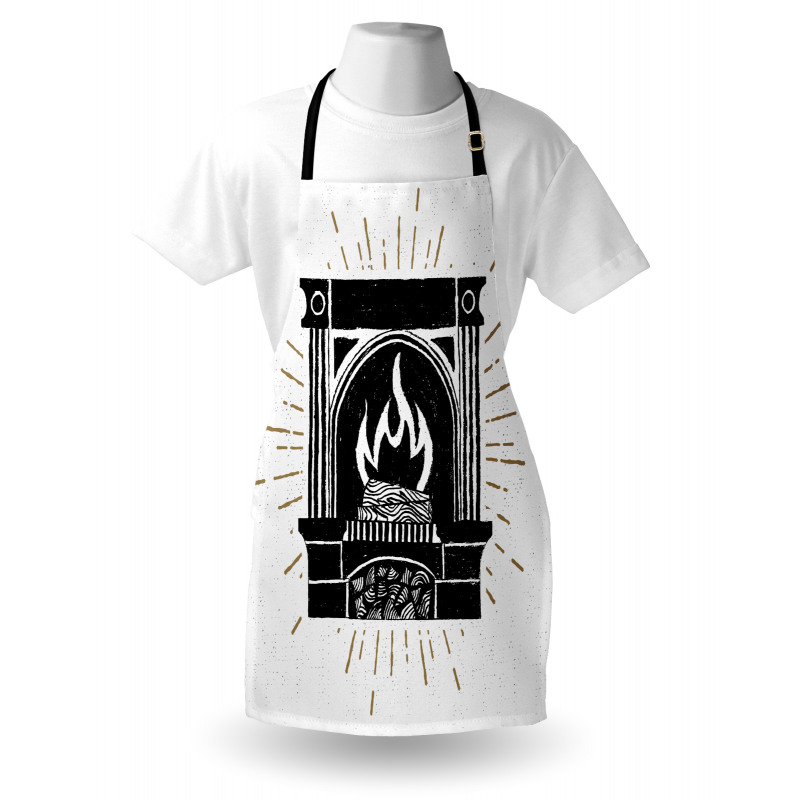 Vintage Log Fire Image Apron