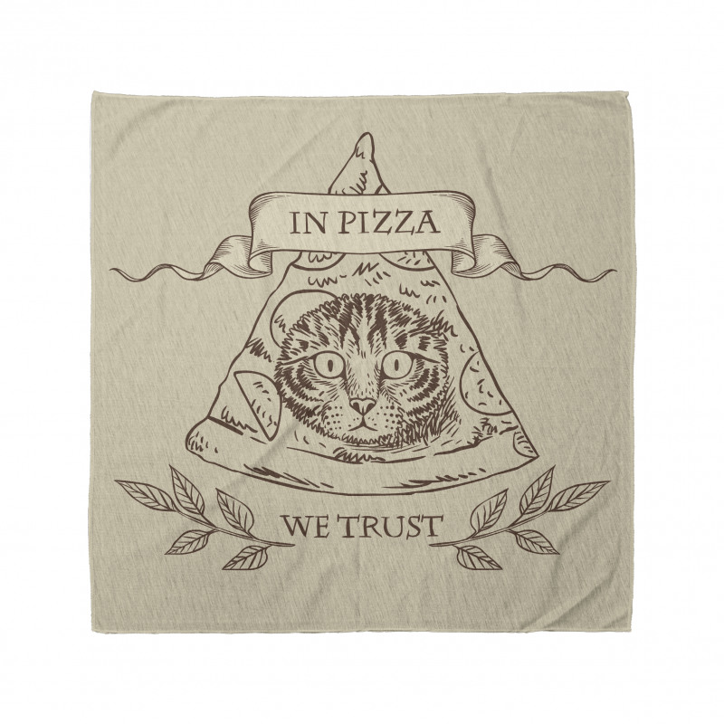 Cat Face in Pizza We Trust Bandana