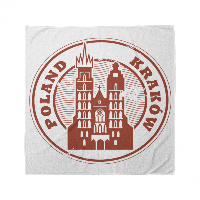 Ülke Bandana Poland ve Krakow Yazılı Damga Katedral Çizimi 