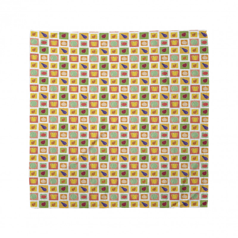 Foods in Vivid Squares Bandana