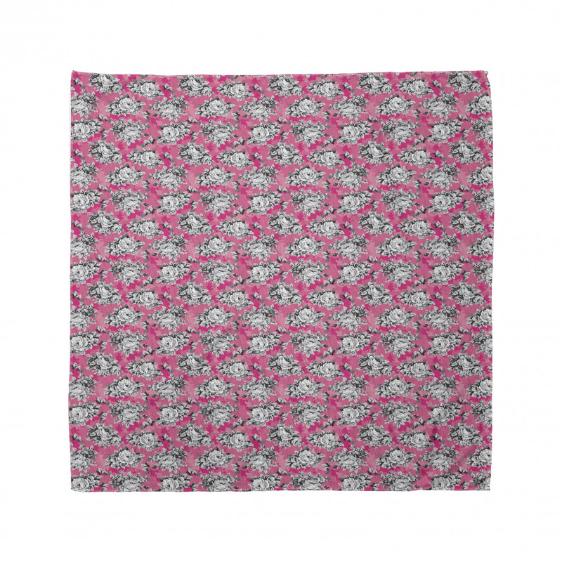 Greyscale Flower Chintz Rose Bandana