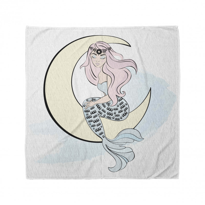 Mermaid Girl on Crescent Bandana