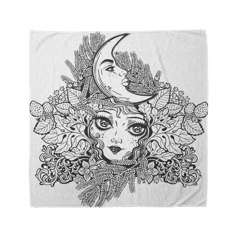 Girl Crescent Sketch Art Bandana