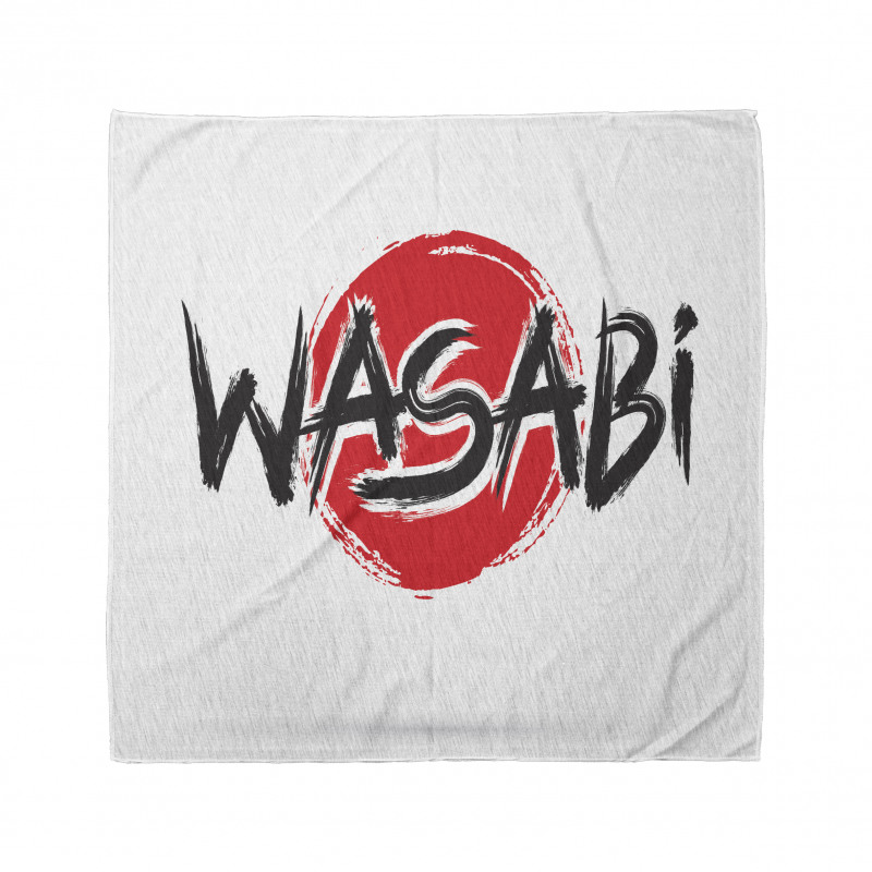 Uzak Doğu Bandana Beyaz Fon Üzerinde Wasabi Yazılı Desenli