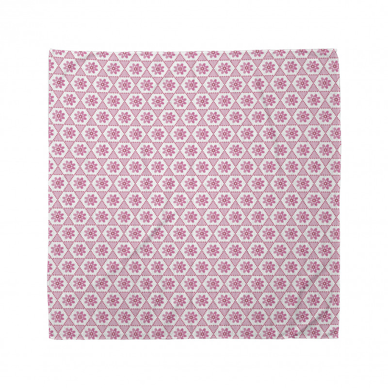 Pinkish Flowers in Hexagons Bandana