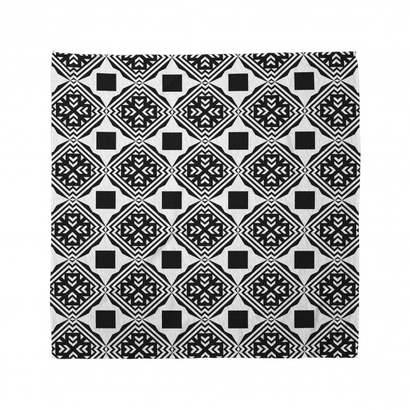 Art Deco Bandana Geometrik Nostaljik Siyah Beyaz Motifler