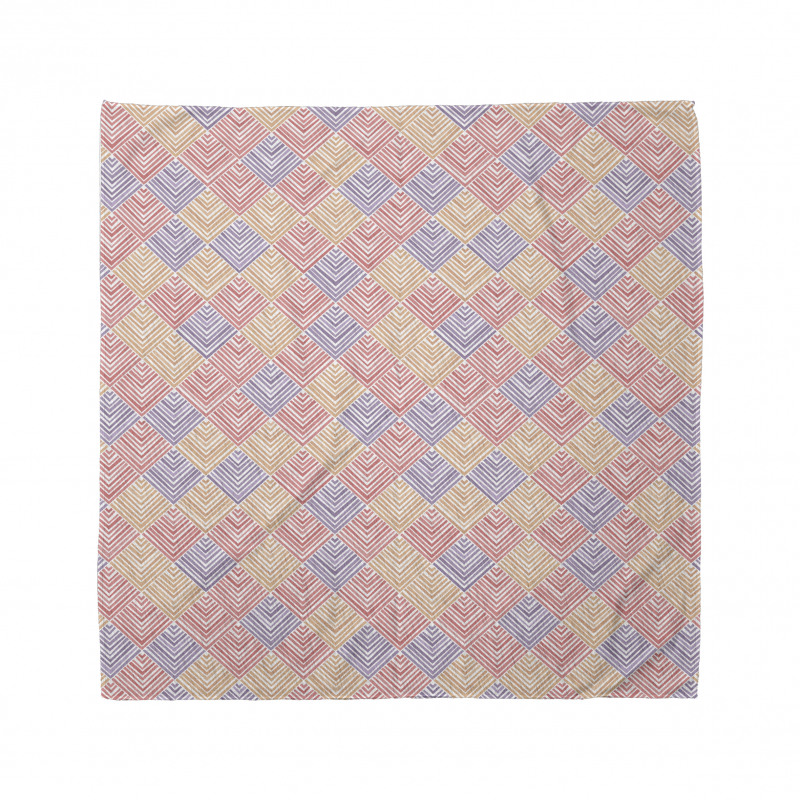 Geometrik Bandana Pastel Tonlarında Çizgili Kareler Deseni