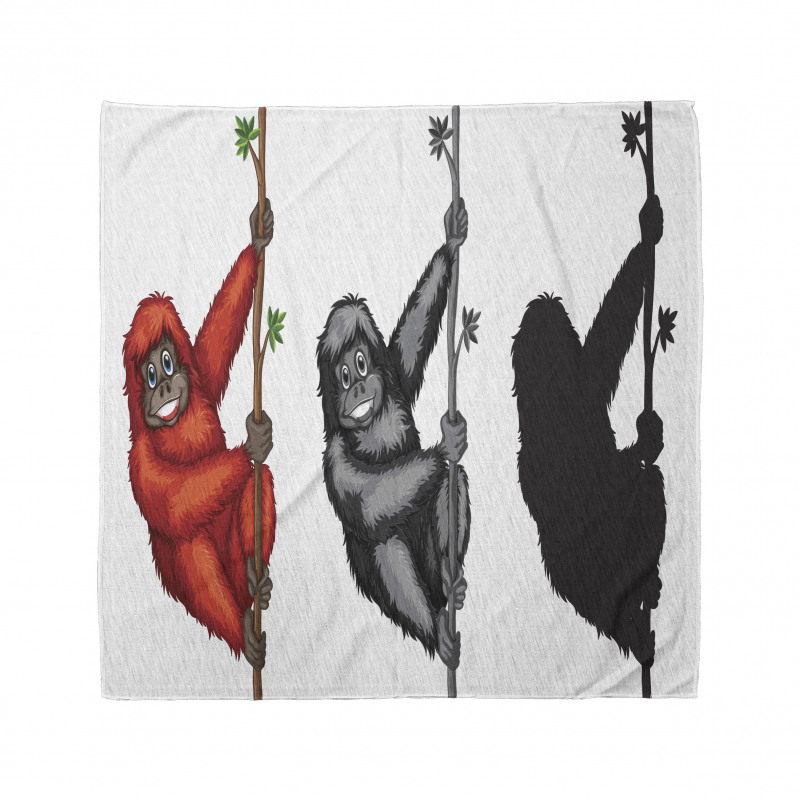 Vahşi Doğa Bandana Beyaz Fon Üzerinde Daldaki Orangutanlar