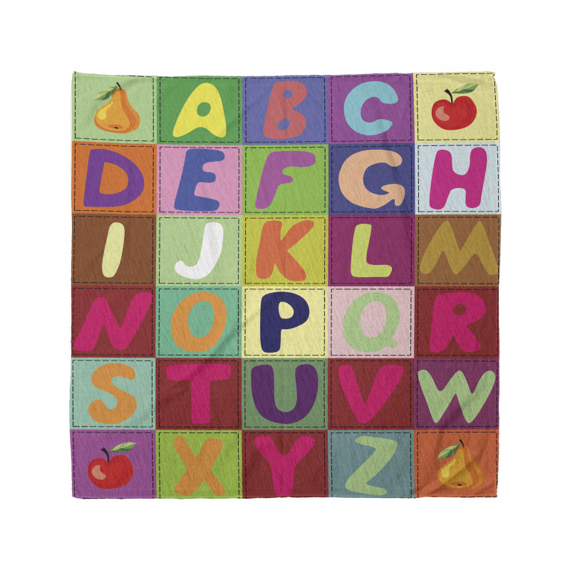 ABC and Fruits Squares Bandana