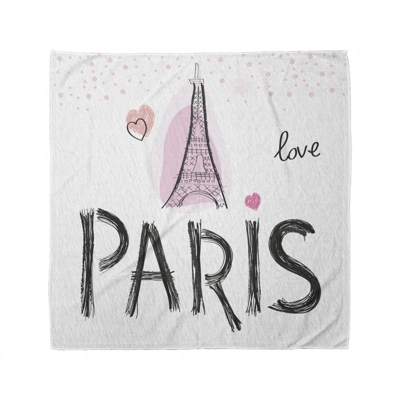 Paris Bandana Romantik ve Kalpli Eyfel Kulesi Grafik Çizim