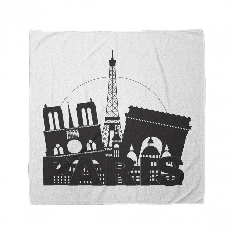 Şehir Bandana Paris Kenti Panoramik ve Şık Grafik Çizimi