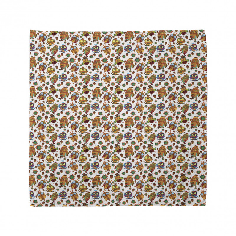 Funny Birds Acorns Petals Bandana