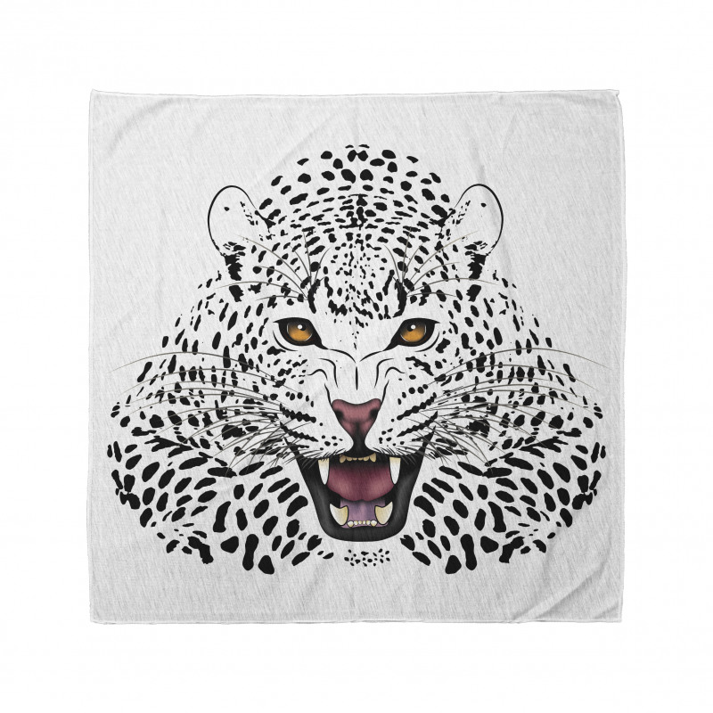 Hayvan Deseni Bandana Siyah Beyaz Leopar Kafası