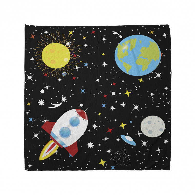 Stars Earth Moon Rocket Bandana