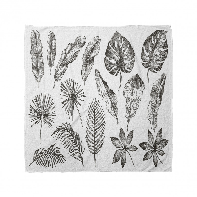 Monochrome Exotic Leaf Bandana