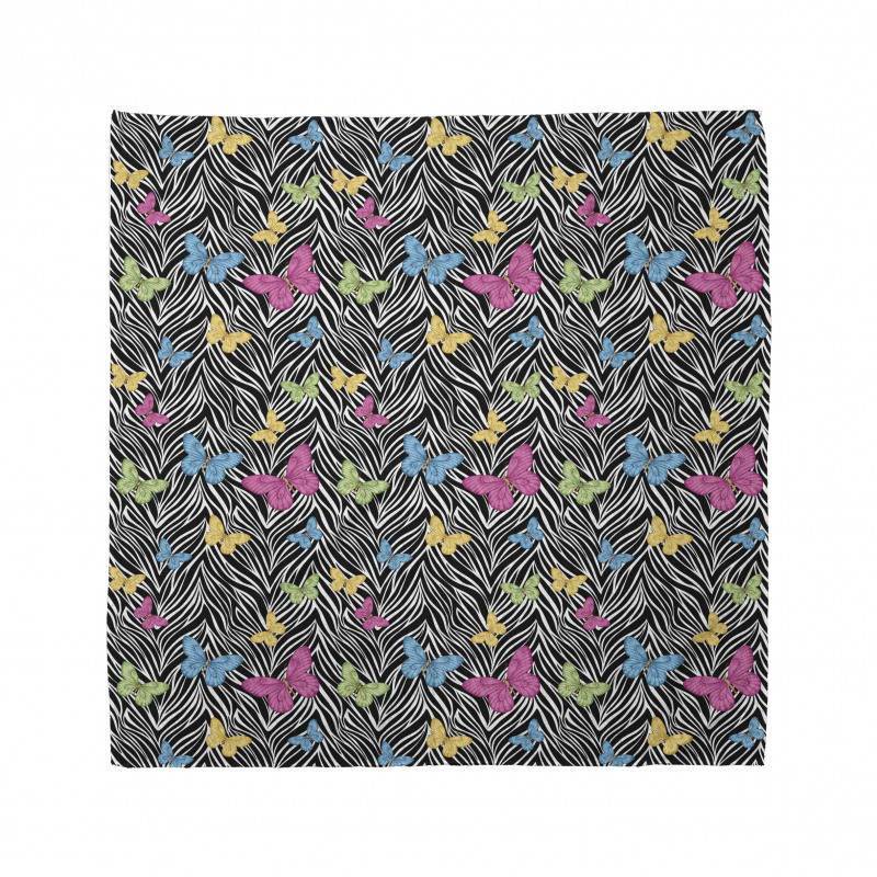 Butterflies on Zebra Bandana