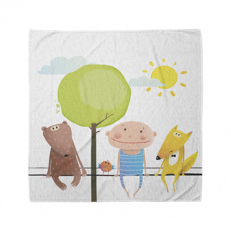 Bear Fox Child Sit on a Wire Bandana