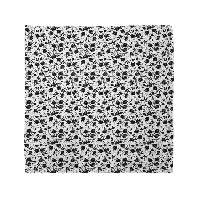 Monotone Intertwined Rosebuds Bandana