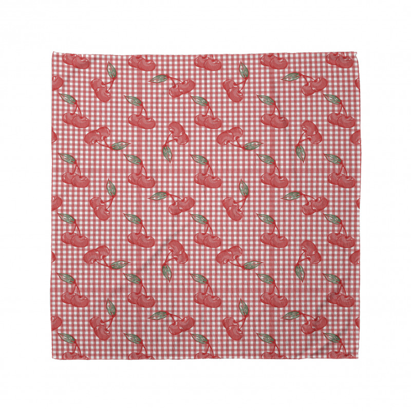 Fruit Doodles on Gingham Bandana