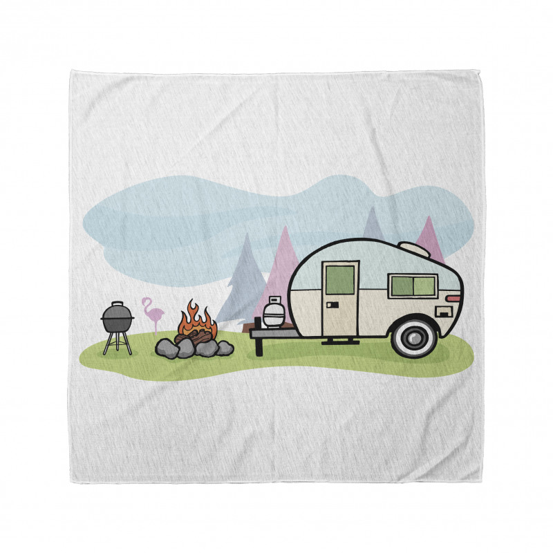 Cartoon Style Camping Scene Bandana