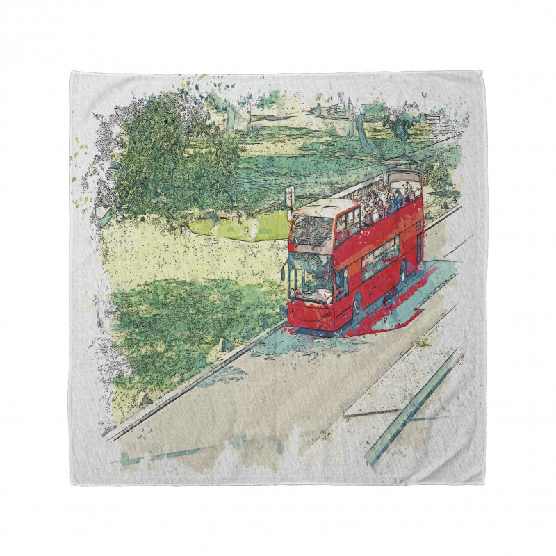 Tourist Bus Watercolor Art Bandana