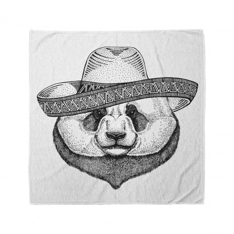 Single Panda Face in a Hat Bandana