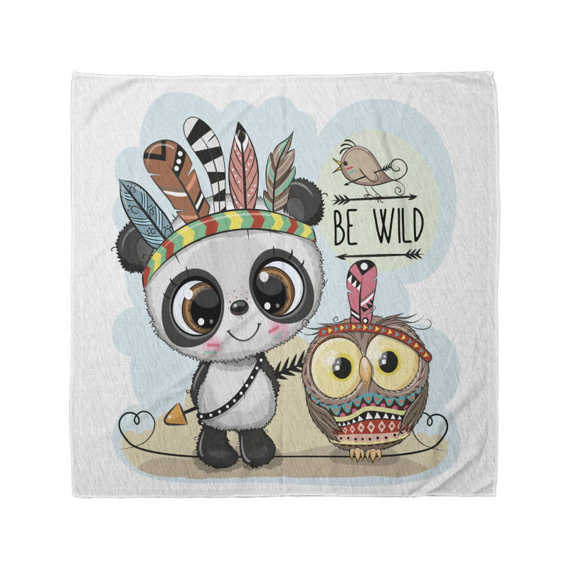 Panda Owl Bird in Feathers Bandana