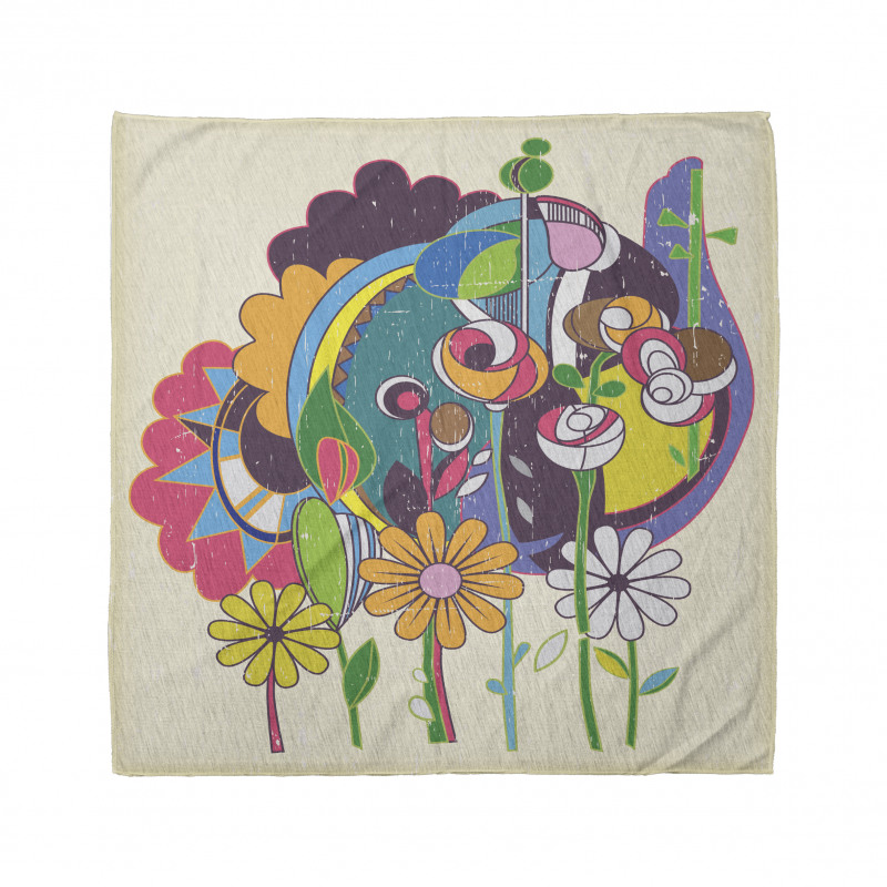 Grunge Style Flowers Artwork Bandana