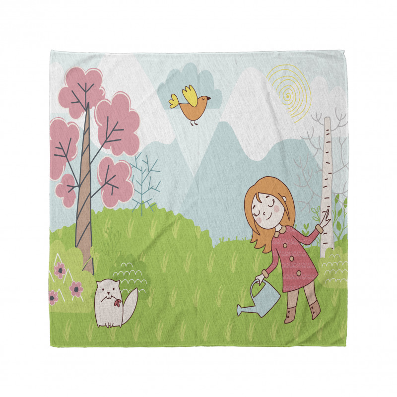 Cartoon Girl Animal in Wood Bandana