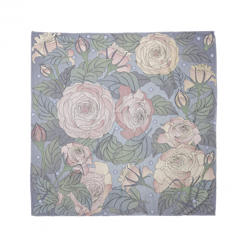 Floral Motif Bandana Pembe Dekoratif Güller ve Tomurcukları