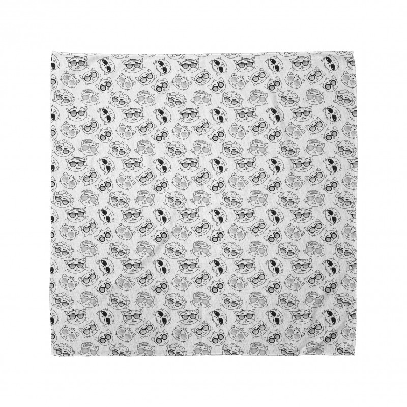 Doğa Bandana Gözlüklü ve Bıyıklı Havalı Kedi Kafaları İkonu