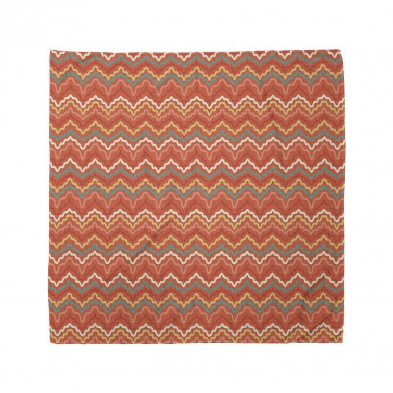 Retro Warm Tone Wavy Lines Bandana