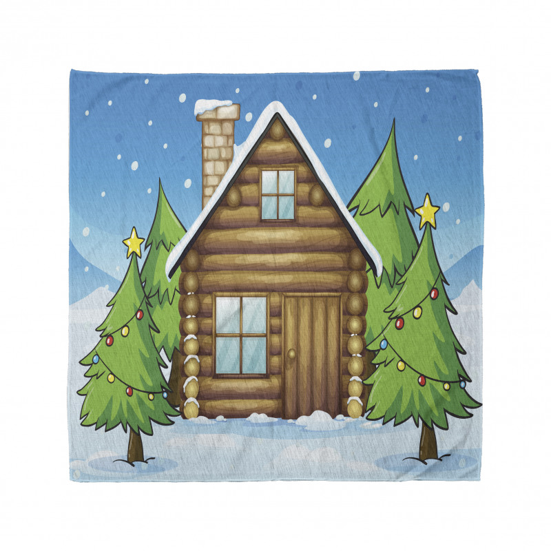 Cabin and Firs in Winter Bandana