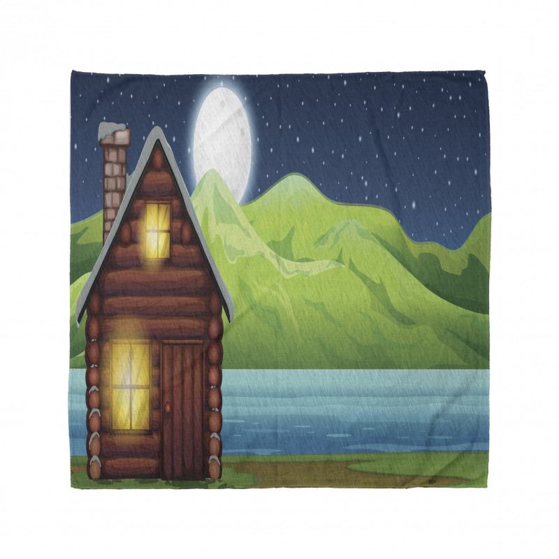 Cabin near River at Night Bandana