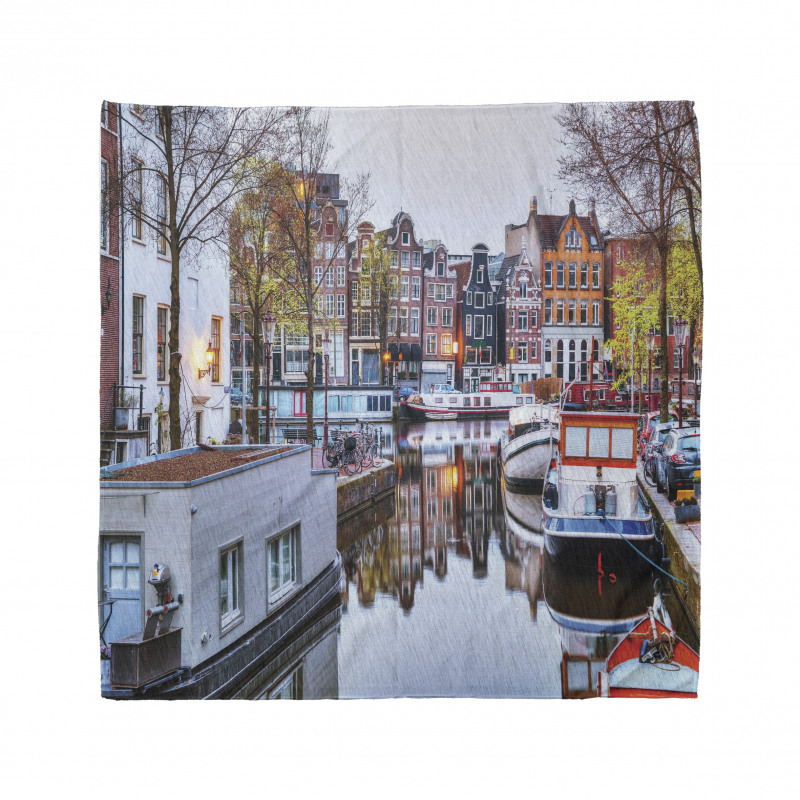 Amsterdam Bandana Klasik Popüler Hollanda Nehri ve Evleri 